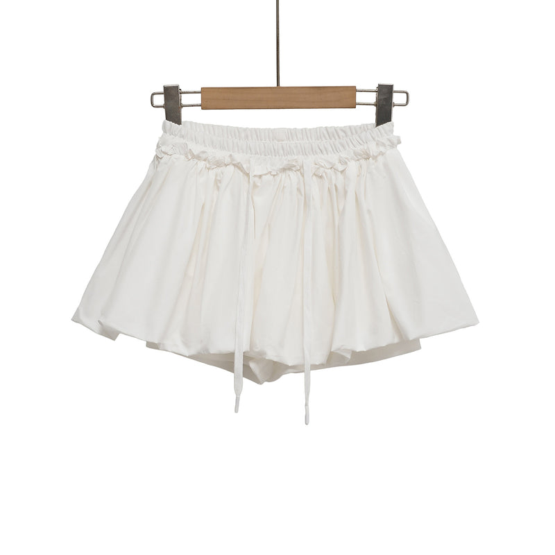 Fashion drawstring elastic waistband with safety pants short skirt pants for women