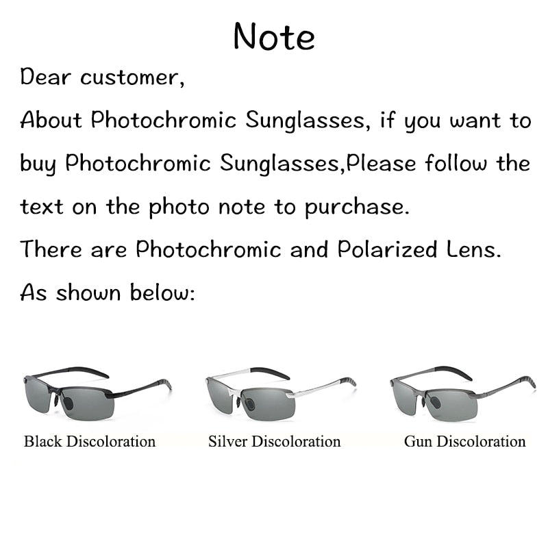 Men's Photochromic Polarized Sunglasses - Auto Darkening Lenses