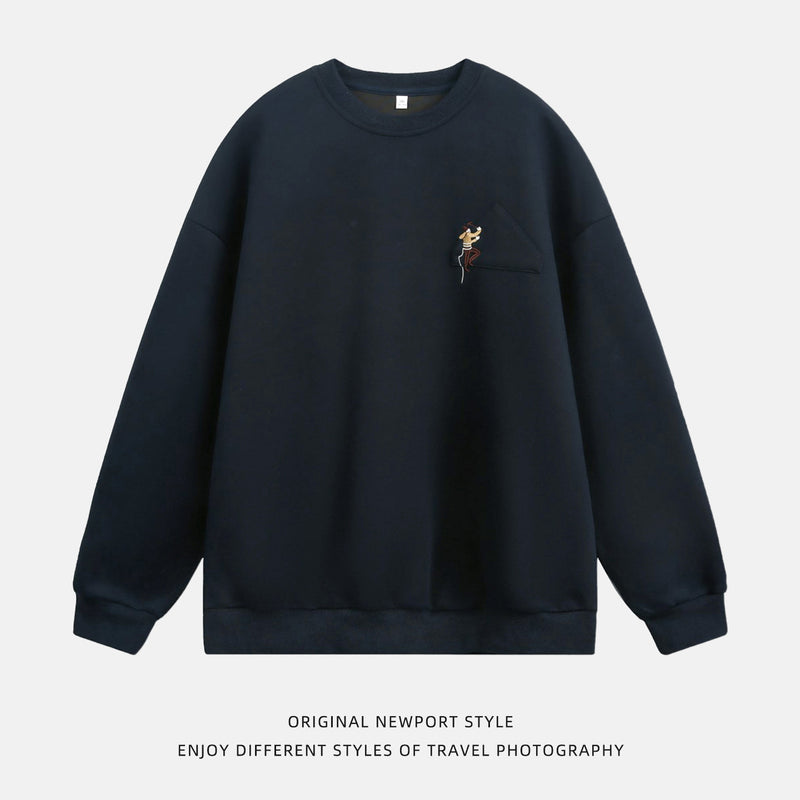 Embroidered round neck sweatshirt for men