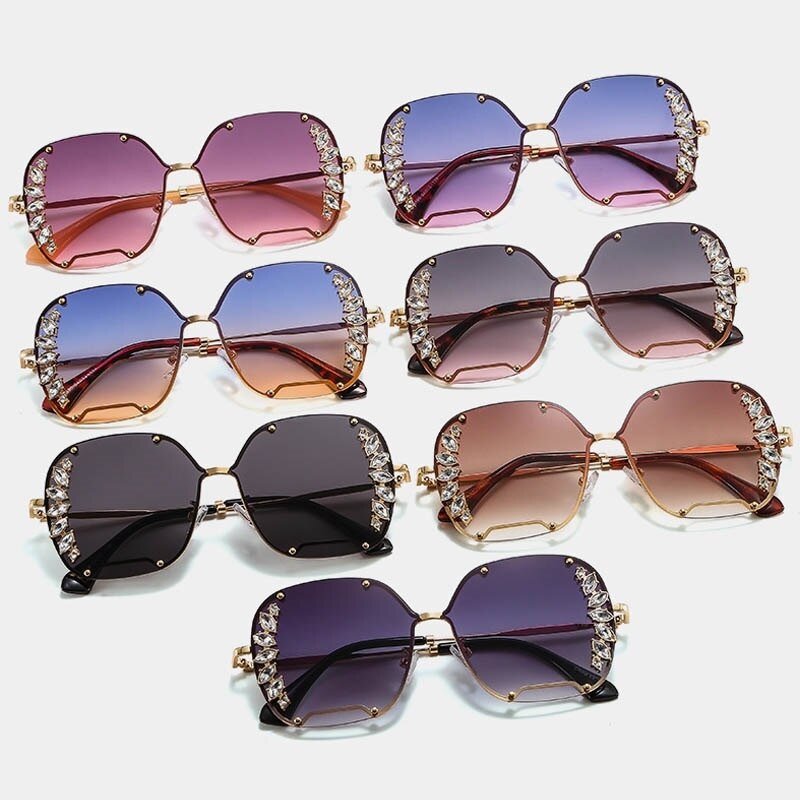 Square Sun Glasses Female Trend Diamond Sunglass