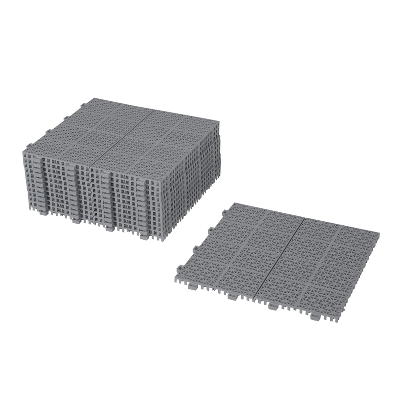 12 x 12 inch gray interlocking deck tiles, plastic waterproof, weighing up to 6613 pounds, with a rose pattern pack of 12