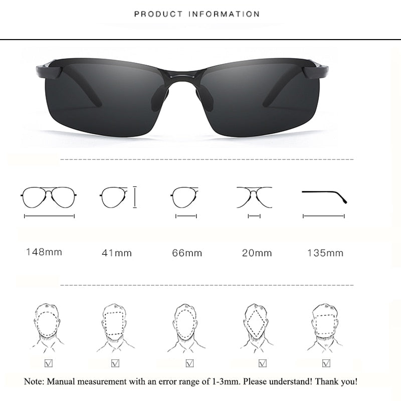 Men's Photochromic Polarized Sunglasses - Auto Darkening Lenses