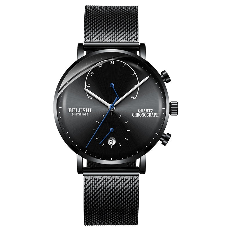 Men's Quartz Watch with Leather Strap