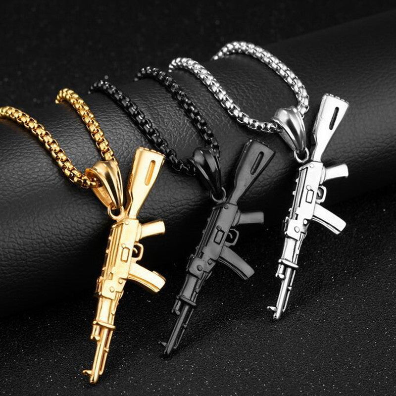 Tactical Gun Pendant Necklace for Men