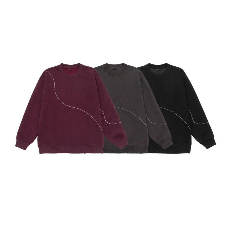 Round Neck Pullover Hoodie Men  Loose Long Sleeve Underwear Shirt