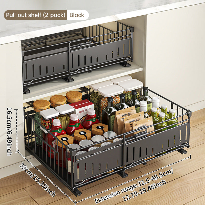 Telescopic Kitchen Drawer Organizer, Adjustable Slide-Out Storage Rack (33-49cm)