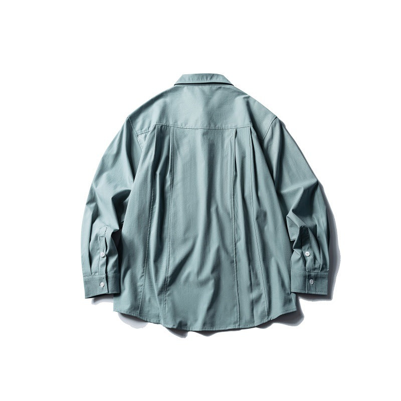 Curved patchwork long sleeved shirt for men