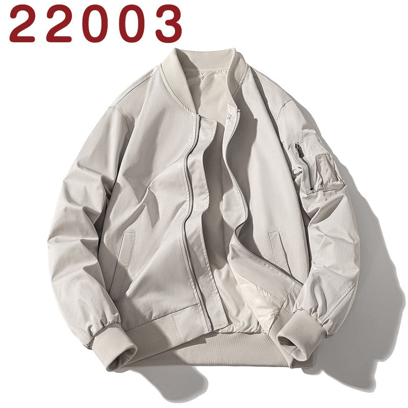 Baseball Jacket Men Simple Popular Cotton-Padded Large Solid Color Outerwear Pilot Jacket Men