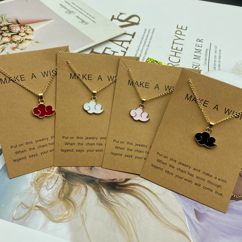 Cloud Pendant Necklace Red pink color Fashion Women Men Necklace Gift For Friend Golden Color Link Chain Neck Jewelry Wholesale