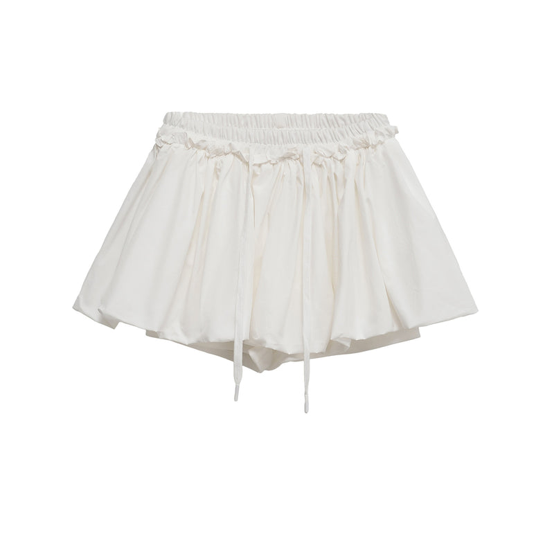 Fashion drawstring elastic waistband with safety pants short skirt pants for women