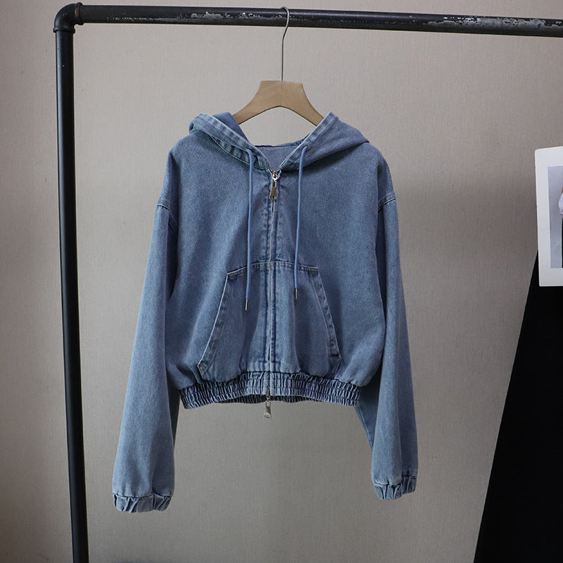 VINTAGE FASHION CASUAL HOODED DENIM JACKET FOR WOMEN