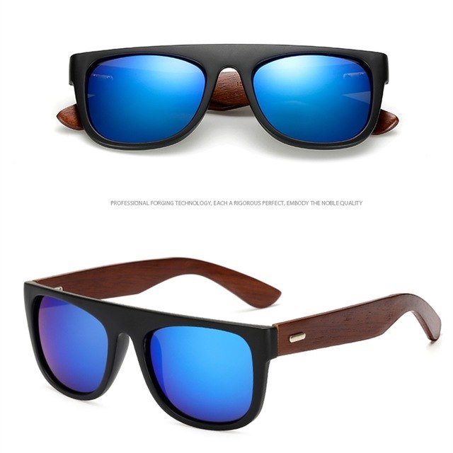 Bamboo Wooden Arms Sunglasses Men Women Black Sunglass Male UV400