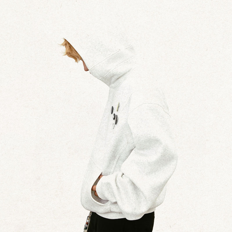 Hooded Casual Fleece Sweatshirt with Chest Patch for Men