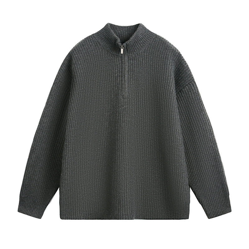 Half zip stand up collar sweater for men