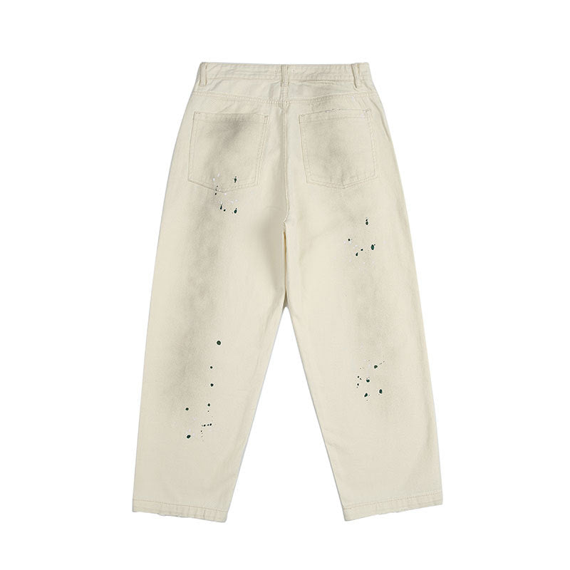 Paint holes dirt dyed jeans men