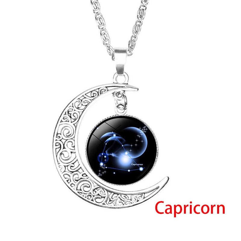 Zodiac Necklace with Glass Cabochon