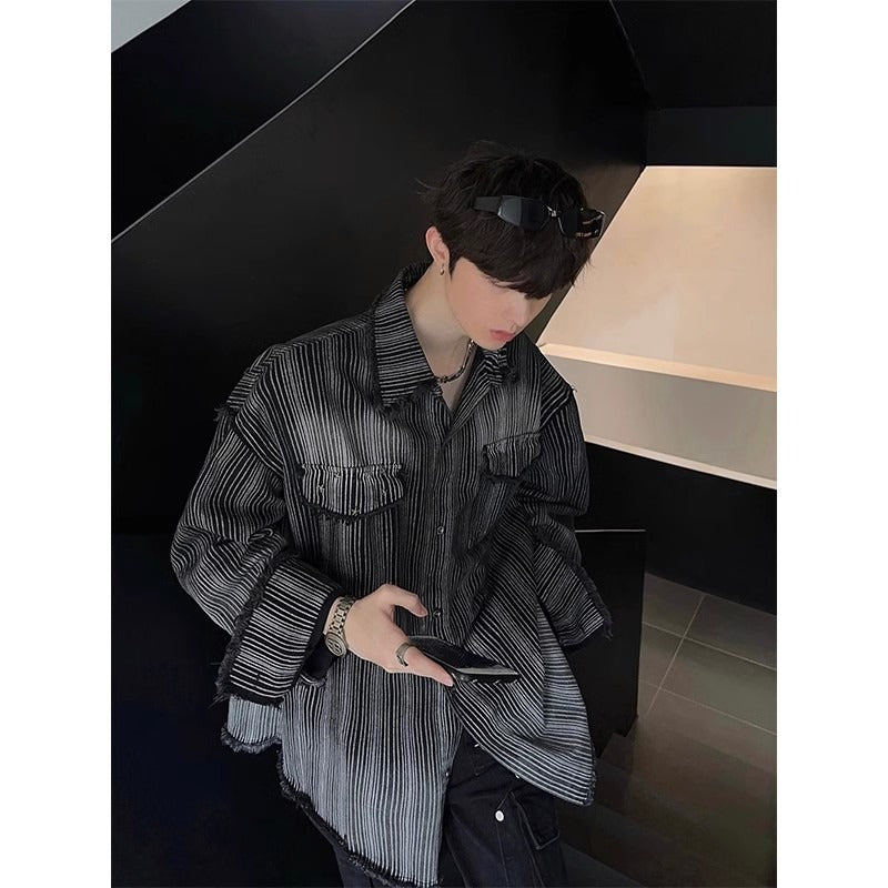 Advanced striped shirt for men in autumn and winter