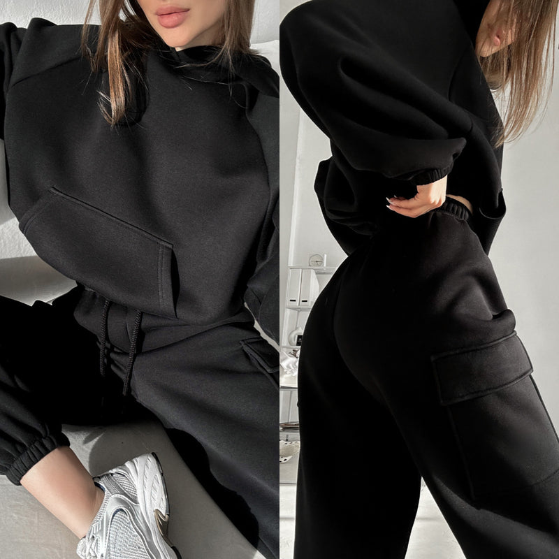 Fashion Sporty Casual Hoodie Set for Women Autumn Winter Wear