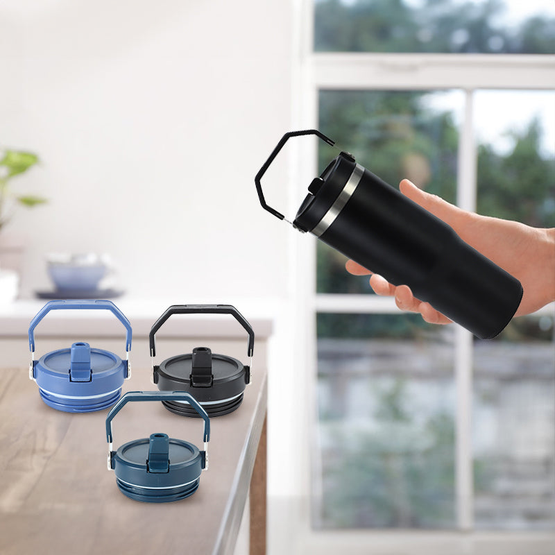 Reusable 30oz Straw Lid - BPA-free, flip cover, dishwasher safe, leak/spill-proof. Stanley tumbler accessory.