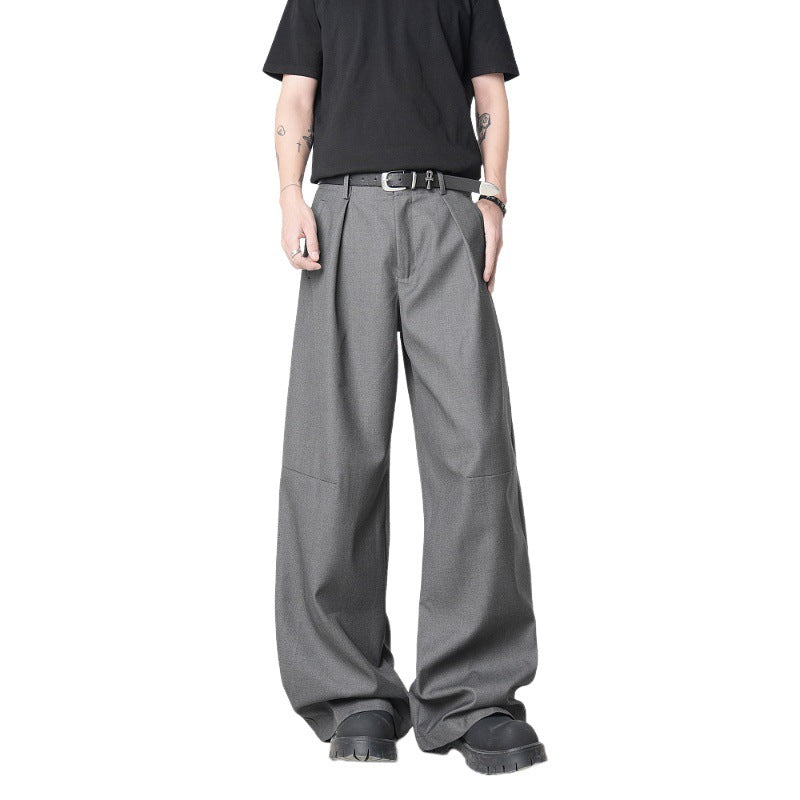 Pants for Men with Vertical Feel Loose Straight Clean Fit Casual Trousers