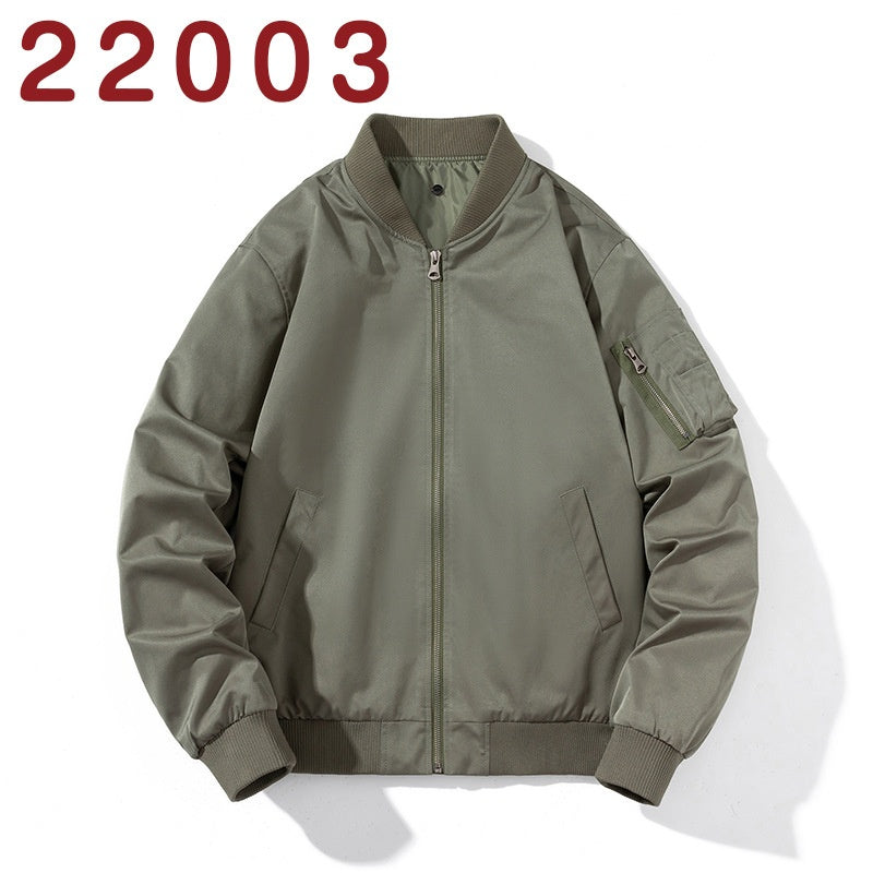 Baseball Jacket Men Simple Popular Cotton-Padded Large Solid Color Outerwear Pilot Jacket Men