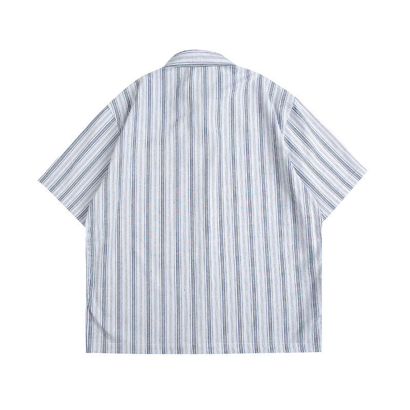 Letter printed striped short sleeved shirt for men