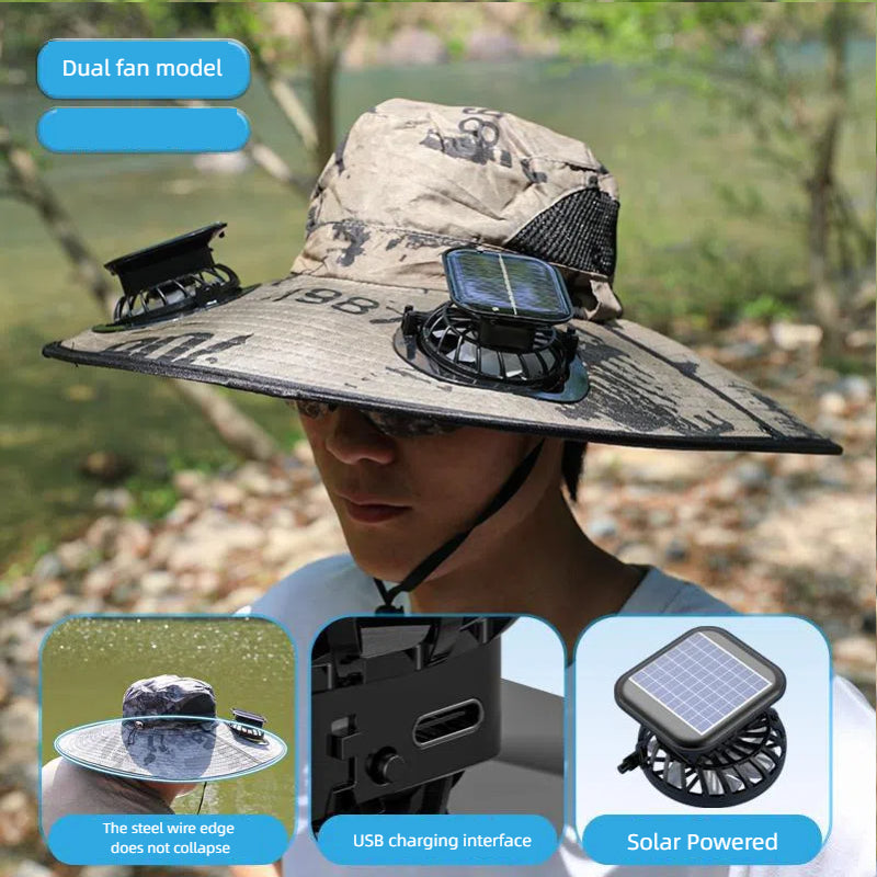 Solar Fan Fishing Hat – UV Protection Outdoor Cap