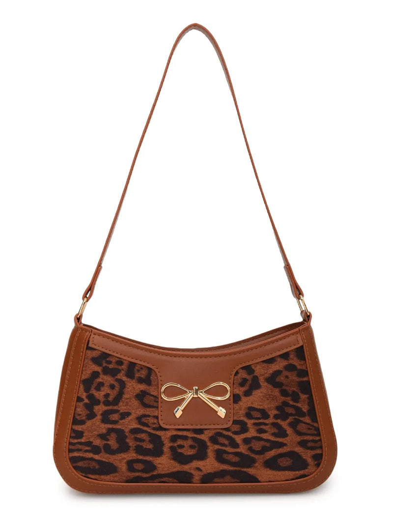 Bow Leopard PU Leather Handbag