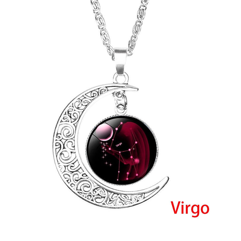 Zodiac Necklace with Glass Cabochon