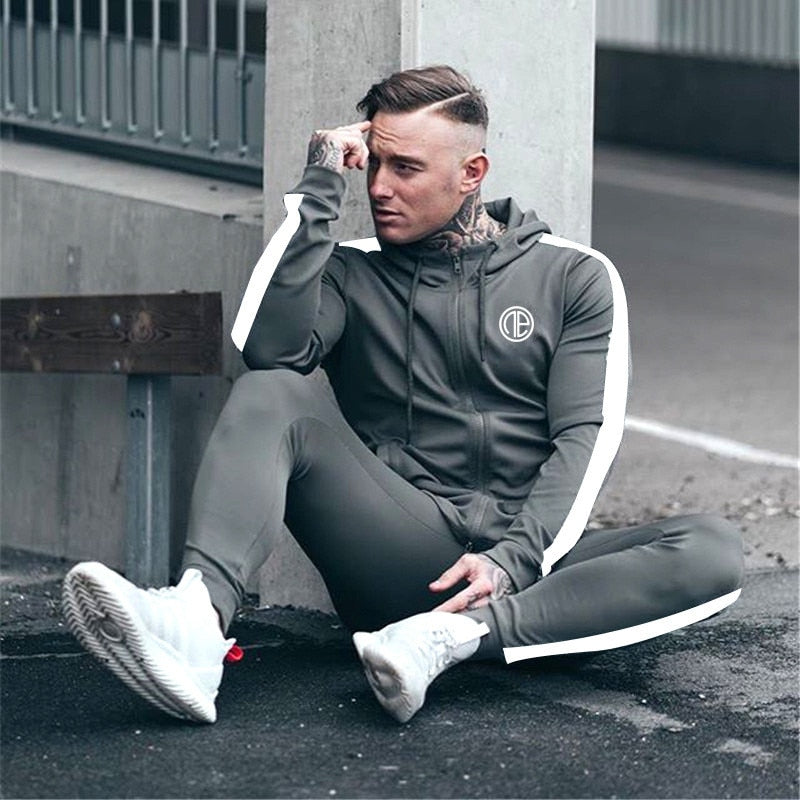 Men’s Sport Tracksuit Set – Hoodie + Jogger Fitness Suit