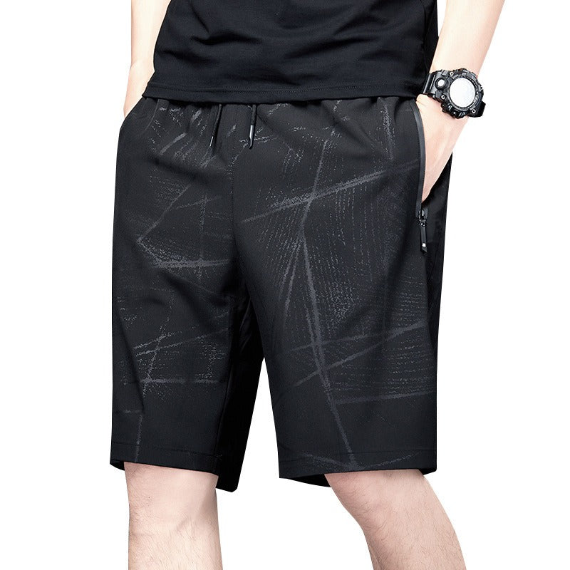 Men’s Ice Silk Quick-Dry Elastic Shorts – Lightweight Summer Sportswear