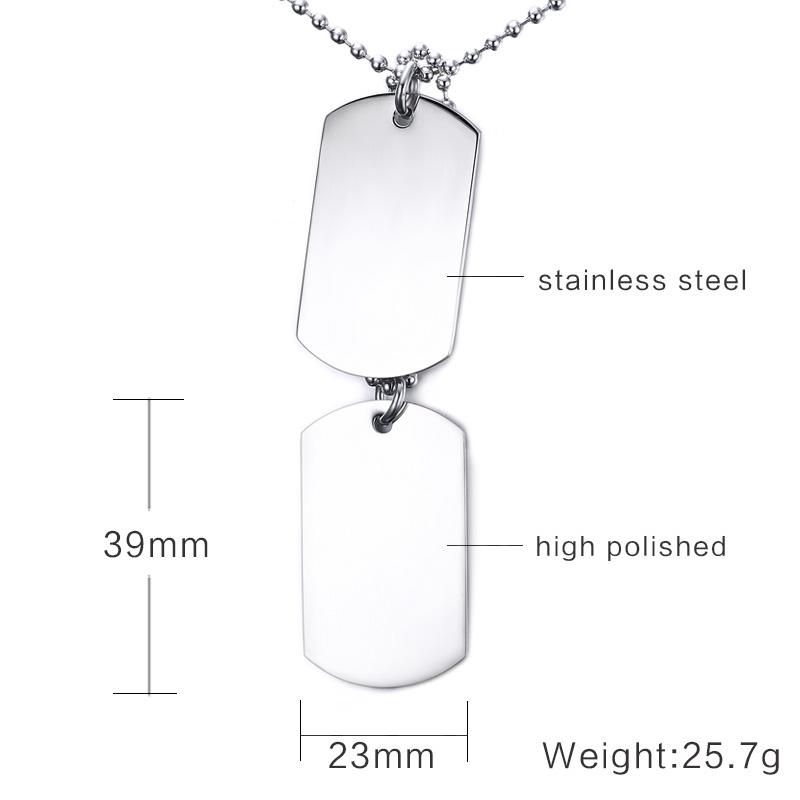 VNOX Double Dog Tag Necklace Pendant Men Jewelry