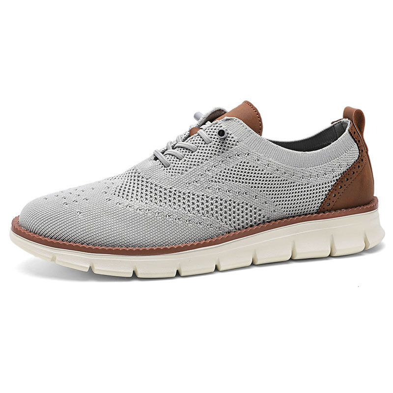 Lightweight lace up casual men's shoes breathable fly woven men's size