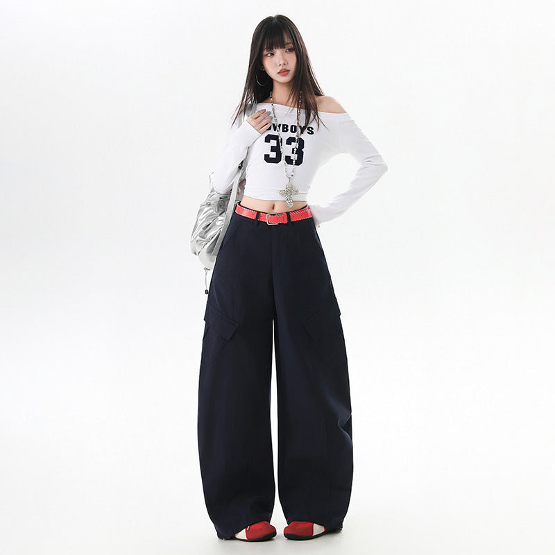 Street Style! Casual Cargo Pants, Loose-Fitting Slimming Wide-Leg Long Pants, Trendy