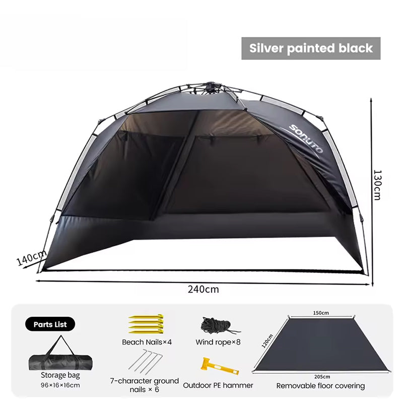 Outdoor 3-4 person one-touch quick-set tent UV-resistant
