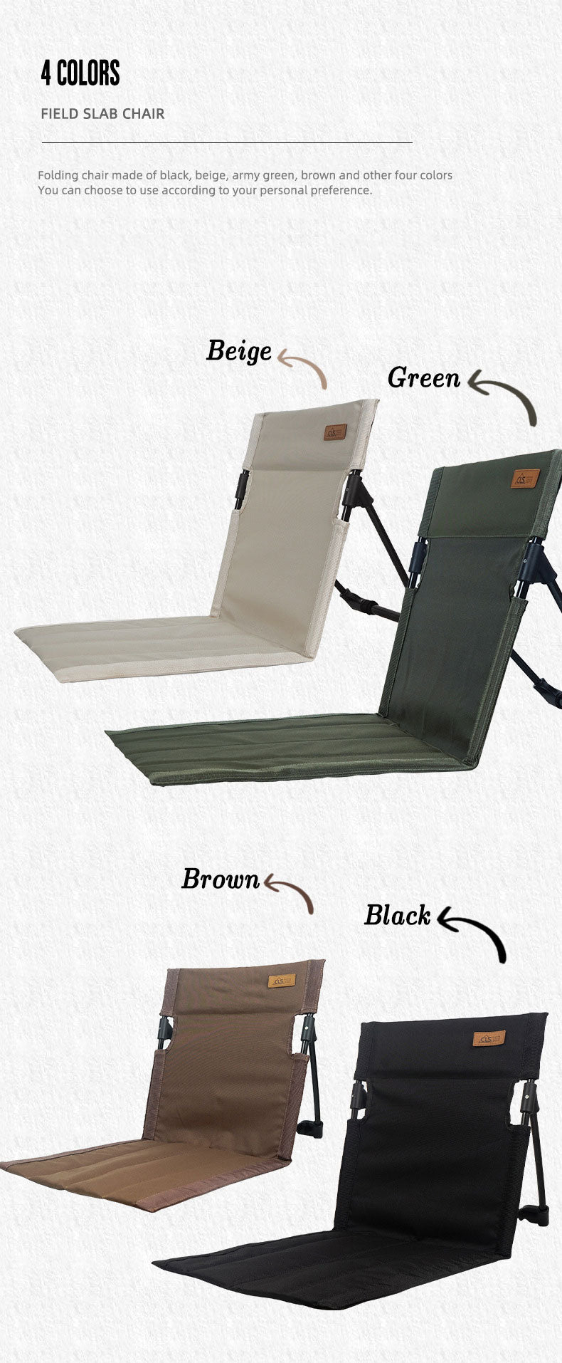 Portable Folding Camping Chair with Backrest Cushion