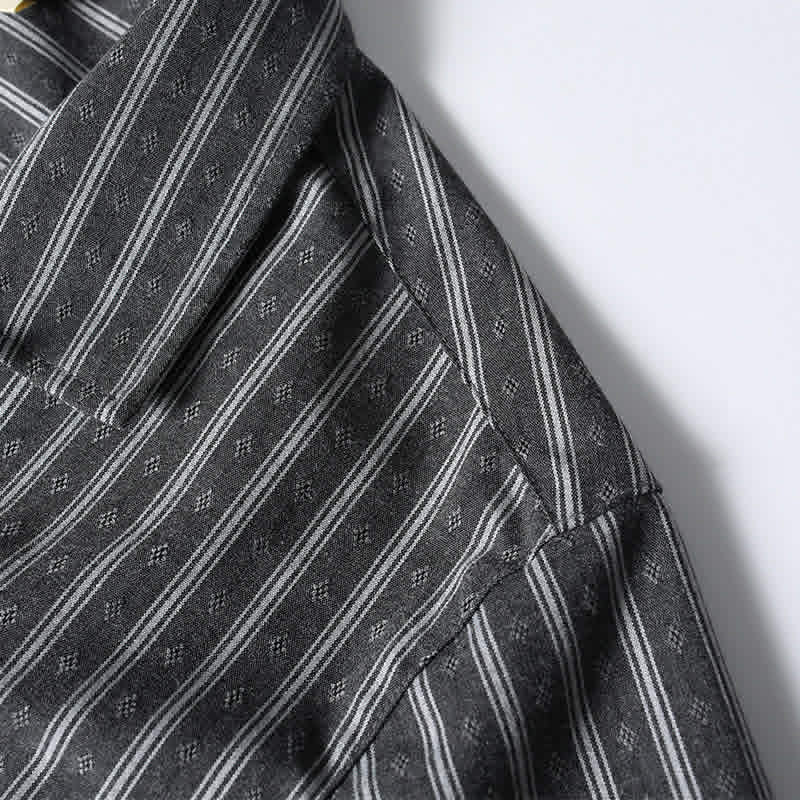 Men’s Retro Cuban Collar Striped Short Sleeve Shirt