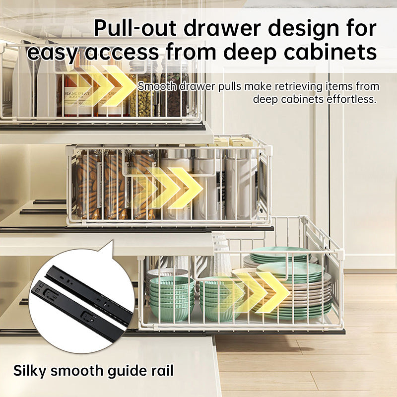 Telescopic Kitchen Drawer Organizer, Adjustable Slide-Out Storage Rack (33-49cm)
