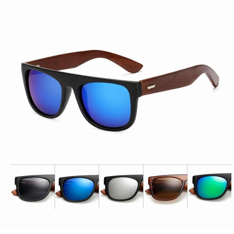 Bamboo Wooden Arms Sunglasses Men Women Black Sunglass Male UV400
