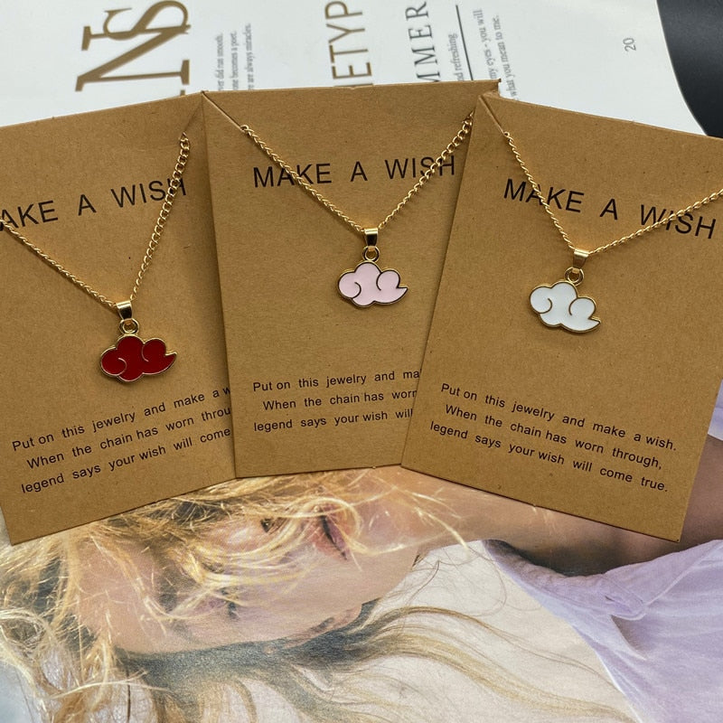 Cloud Pendant Necklace Red pink color Fashion Women Men Necklace Gift For Friend Golden Color Link Chain Neck Jewelry Wholesale