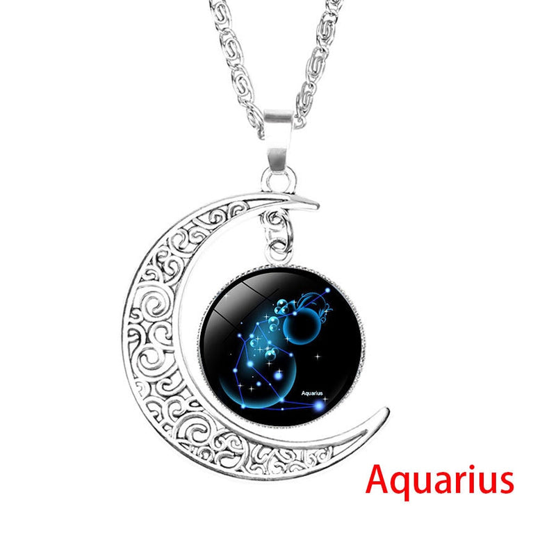 Zodiac Necklace with Glass Cabochon