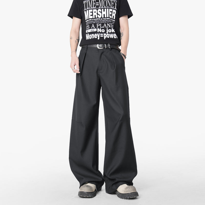 Pants for Men with Vertical Feel Loose Straight Clean Fit Casual Trousers