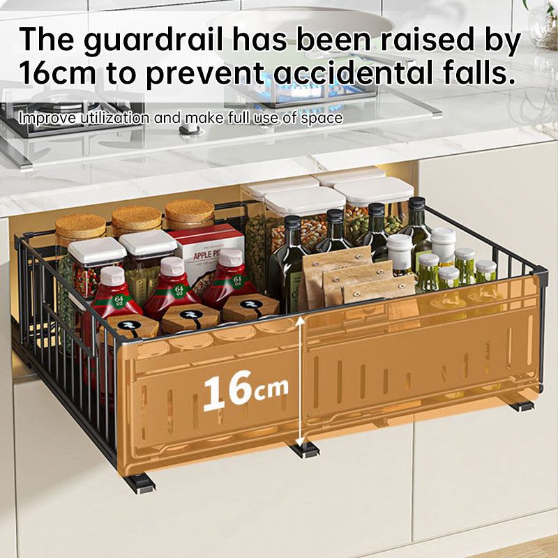 Telescopic Kitchen Drawer Organizer, Adjustable Slide-Out Storage Rack (33-49cm)