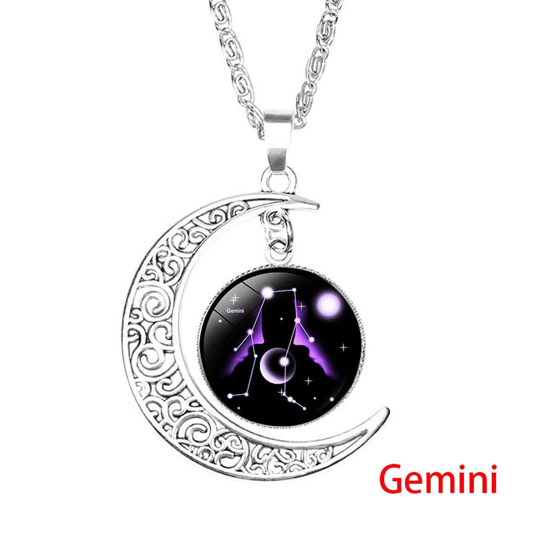 Zodiac Necklace with Glass Cabochon
