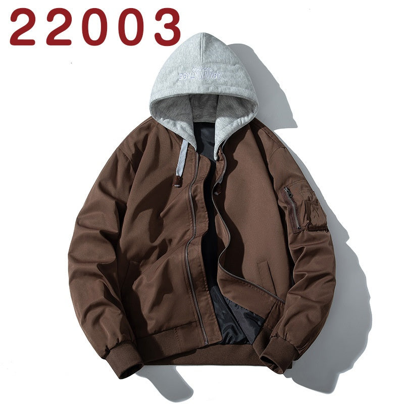 Baseball Jacket Men Simple Popular Cotton-Padded Large Solid Color Outerwear Pilot Jacket Men