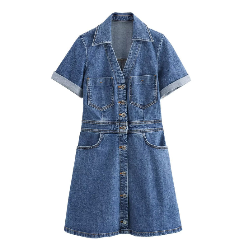 Fashionable and casual denim mini dress