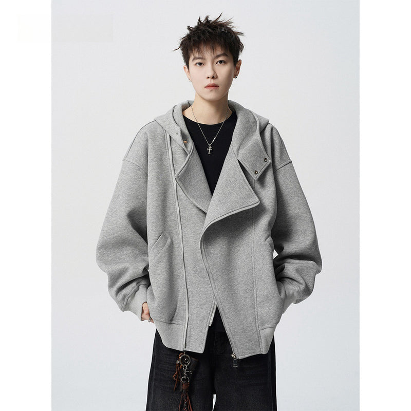 Retro double zipper hoodie jacket for men and women in spring and autumn