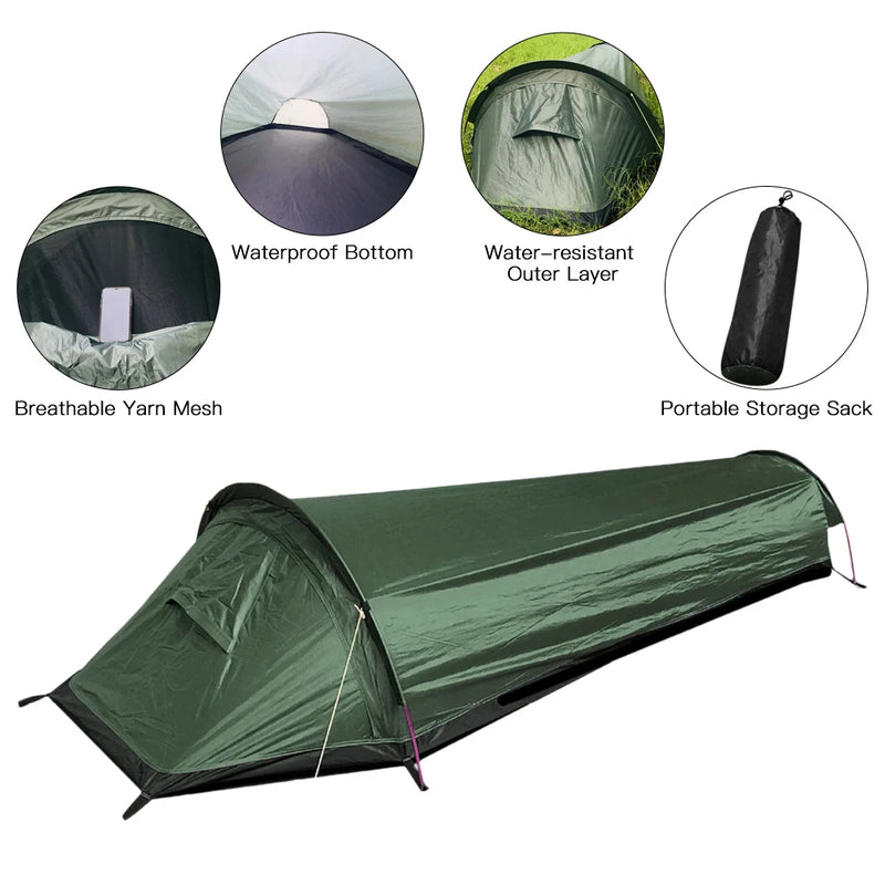 Camping Single Person Tent Ultralight Compact Outdoor Sleeping Bag Tent