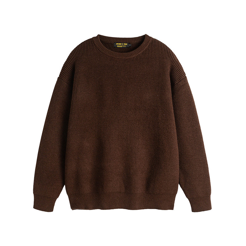 Round neck loose and simple patch sweater knitted sweater for men