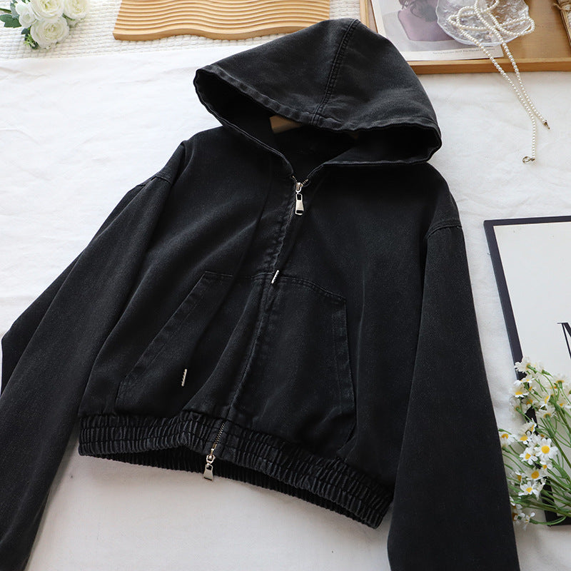 VINTAGE FASHION CASUAL HOODED DENIM JACKET FOR WOMEN